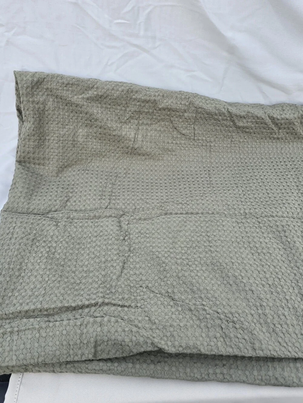 New Quince QUEEN 100% Organic Cotton Luxe Honeycomb Duvet Cover Olive Green